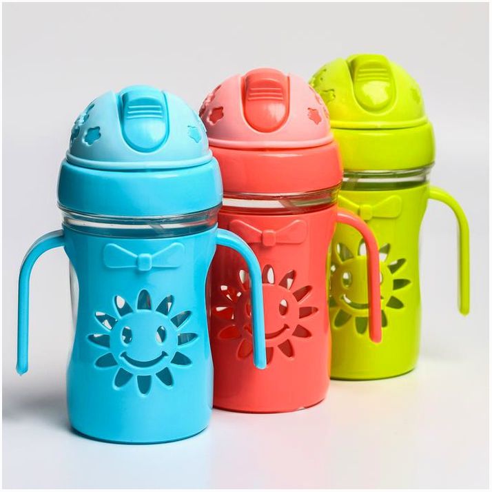 Поильник с силиконовой трубочкой «Солнышко», 250 мл., ручки, цвет МИКС артикул анонс 2315140