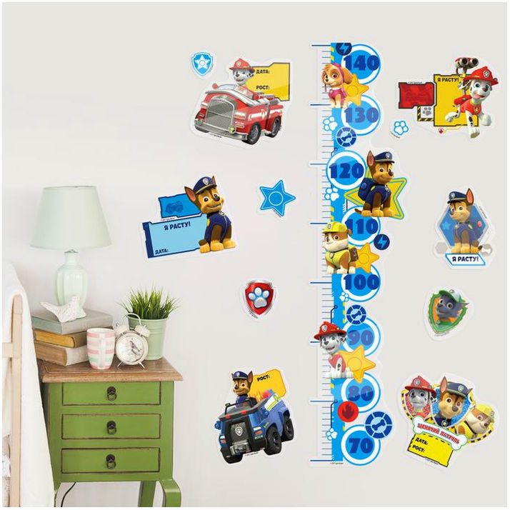 Картинка Щенячий патруль. Наклейка - ростомер "Щенячий патруль", 50 х72 см (№2009344) от магазина Мир детей Товары для Новорожденных