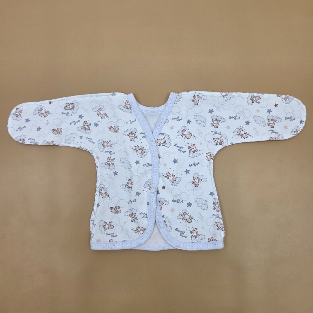 Распашонка №4 (футер, зашитая ручка, кнопки, швы наружу) артикул анонс 15177-56МД