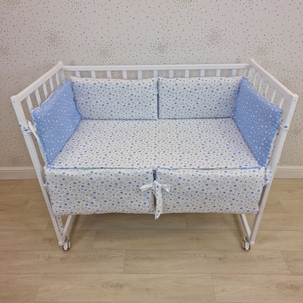 Бортик из 6 (0кв+6пр) подушек по всему периметру кроватки (бязь + синтепон) артикул анонс 962