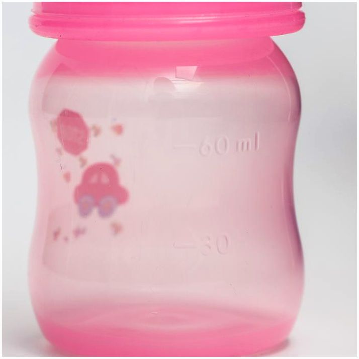 Картинка Бутылочка для кормления цветная, классическое горло, 60 мл., от 0 мес., рисунок МИКС для девочки (№2825274) от магазина Мир детей Товары для Новорожденных