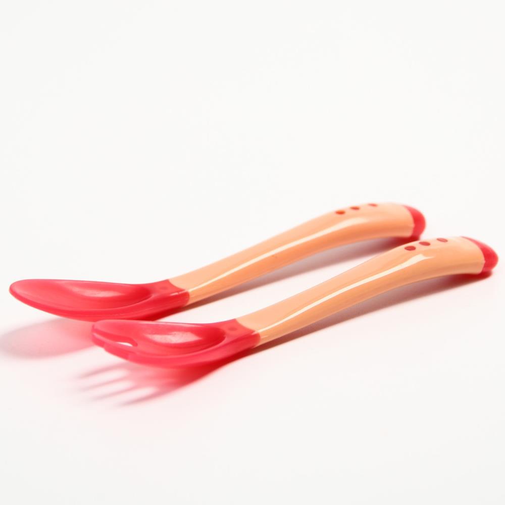 № 6976606 Набор приборов для кормления: термовилка и термоложка, 2 шт., цвет красно-бежевый