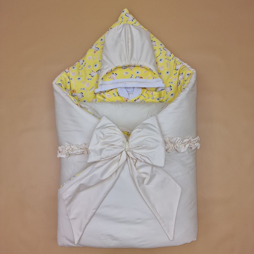 Комплект на выписку 3 пр: одеяло+шапочка+бант артикул анонс 1892д-2-2_у_17