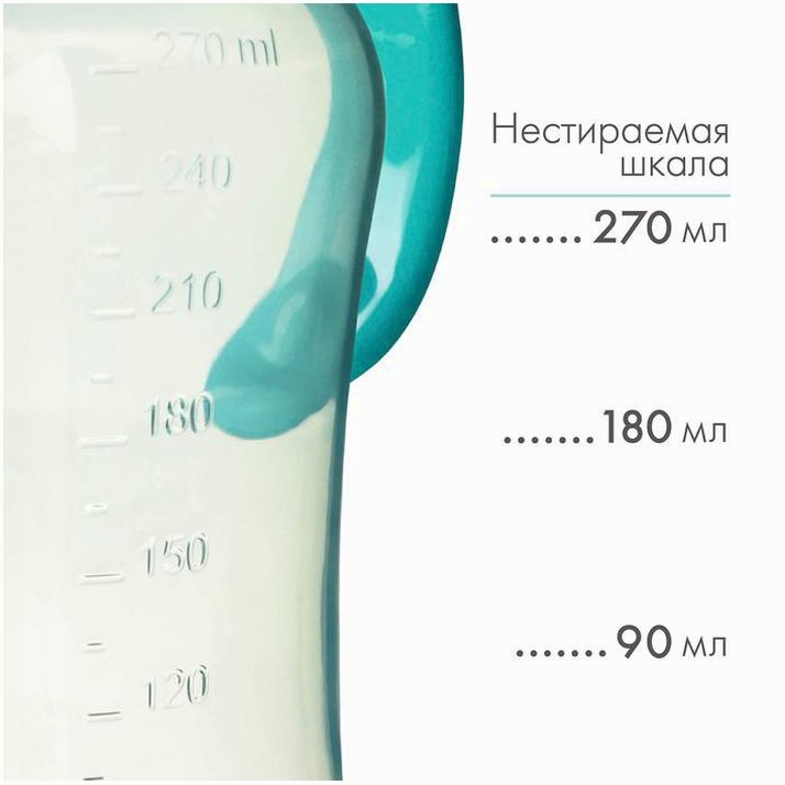 Картинка Поильник - непроливайка с силиконовым носиком, 270 мл, бирюзовый/серый (№9269314) от магазина Мир детей Товары для Новорожденных