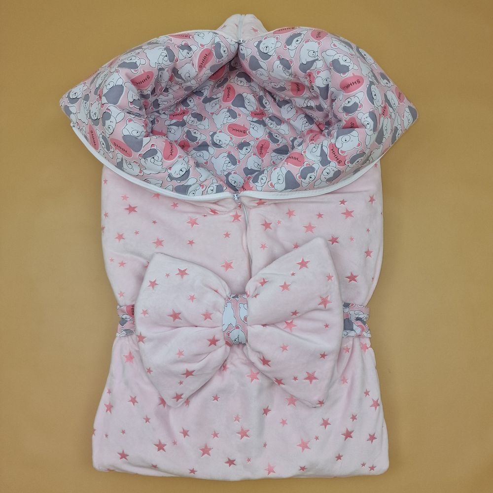 Конверт - одеяло трансформер с карманом+бант-подушка ассорти (плюш/футер) артикул анонс 7498-0-1