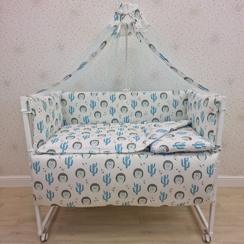 Картинка КПБ 10 пр (балдахин + борт + пододеяльник + одеяло + наволочка + подушка + простынь (бязь) 4прямуг (№1145-4-1) цвета в ассортименте от магазина Мир детей Товары для Новорожденных