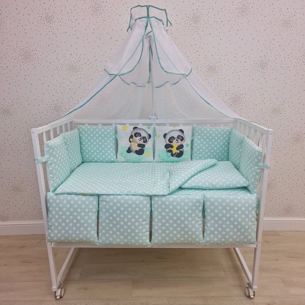 Картинка КПБ 18 пр "купон" (балдахин + борт 2п+10 + одеяло + подушка + постельное белье (бязь/перкаль) 12кв (№К207_2а10) цвета в ассортименте от магазина Мир детей Товары для Новорожденных