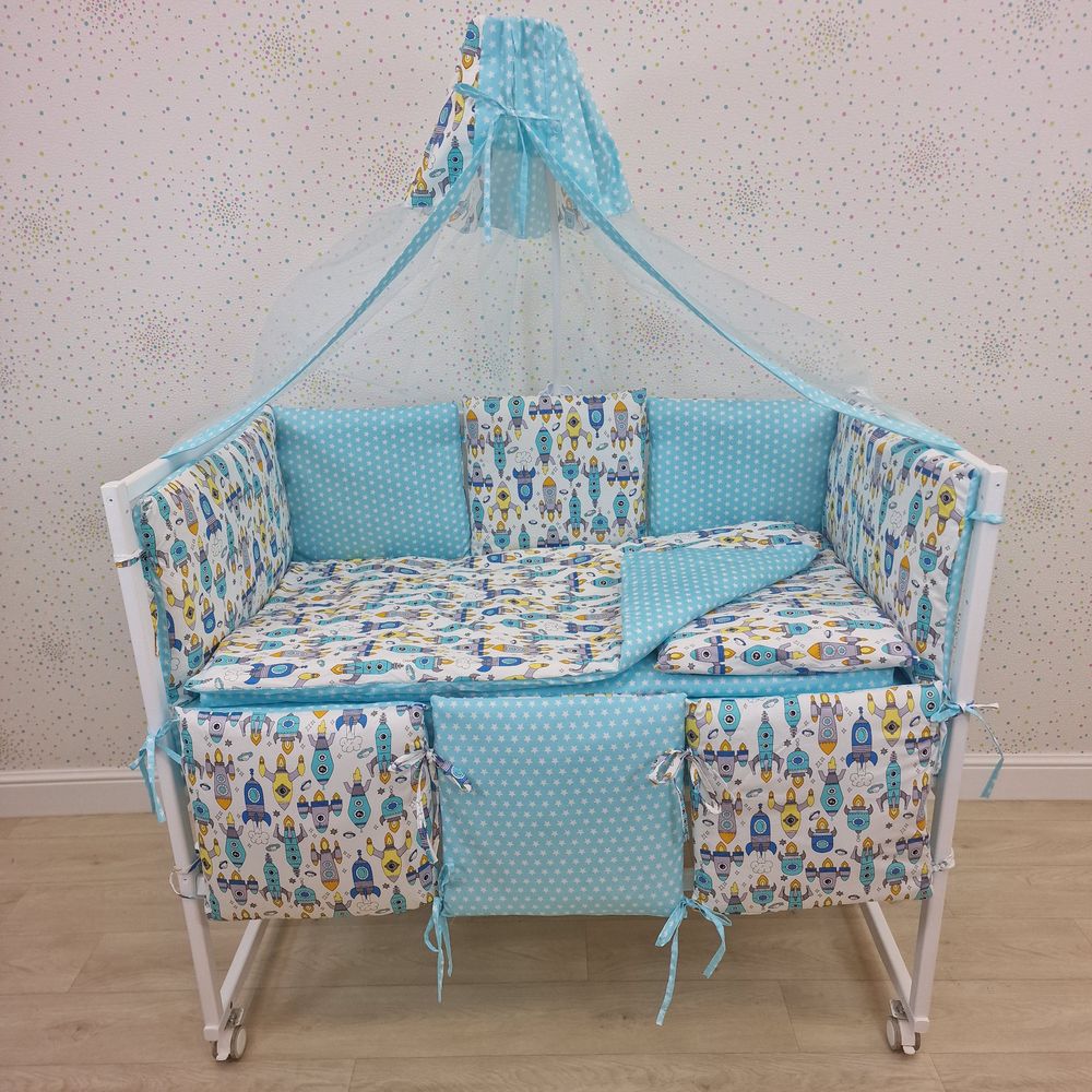 № 1146-0-1 КПБ 14 пр (балдахин + борт + пододеяльник + одеяло + наволочка + подушка + простынь (бязь) 6кв+2пр