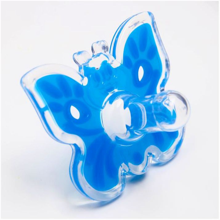 Пустышка цельносиликоновая, «Бабочка», контейнер, классическая, от 0 мес., цвет голубой артикул анонс 4301013