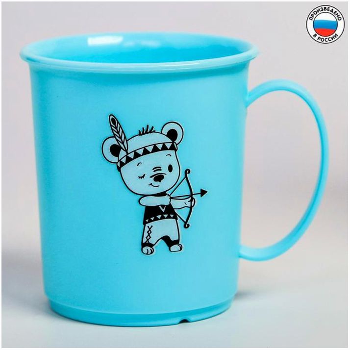 № 1361307 Кружка с декором 180 мл, детская, пластиковая, цвет МИКС