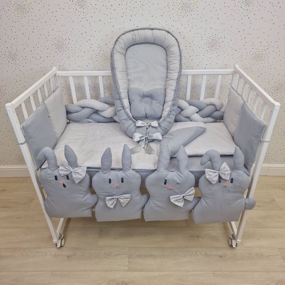 КПБ 16 пр (борт + пододеяльник + одеяло + наволочка + 2подушки + простынь + гнездо (бязь) артикул анонс 1170-0-1бб