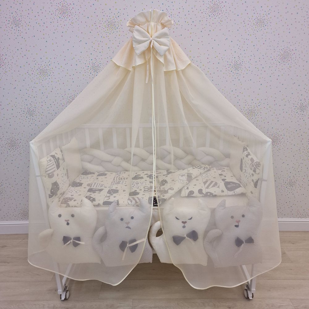 Балдахин с отделкой и оборкой с окантовкой (бязь/сеточка) + бант (бязь) артикул анонс 934_12