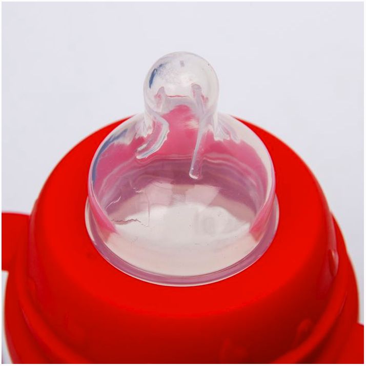 Картинка Бутылочка для кормления, с ручками, 180 мл., цвет красный (№4770833) от магазина Мир детей Товары для Новорожденных