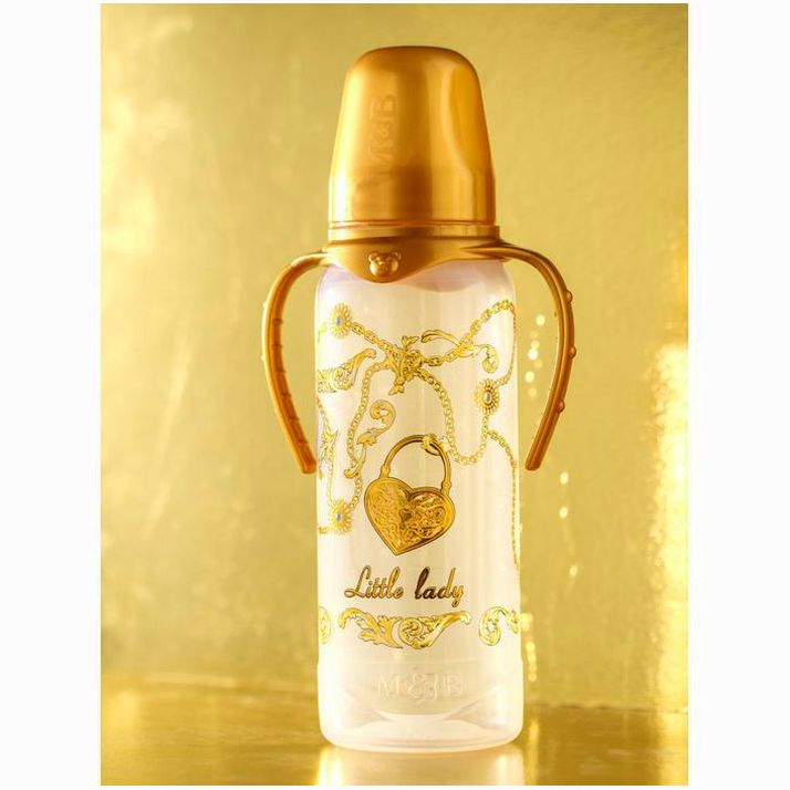 Картинка Бутылочка «Little lady», классическое горло, с ручками, 250 мл., от 3 мес., Золотая коллекция (№5483883) от магазина Мир детей Товары для Новорожденных