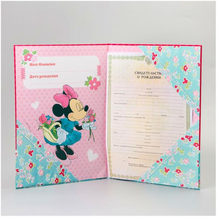 Картинка Обложка для документов "Первые документы доченьки", Минни Маус (№3880981) от магазина Мир детей Товары для Новорожденных