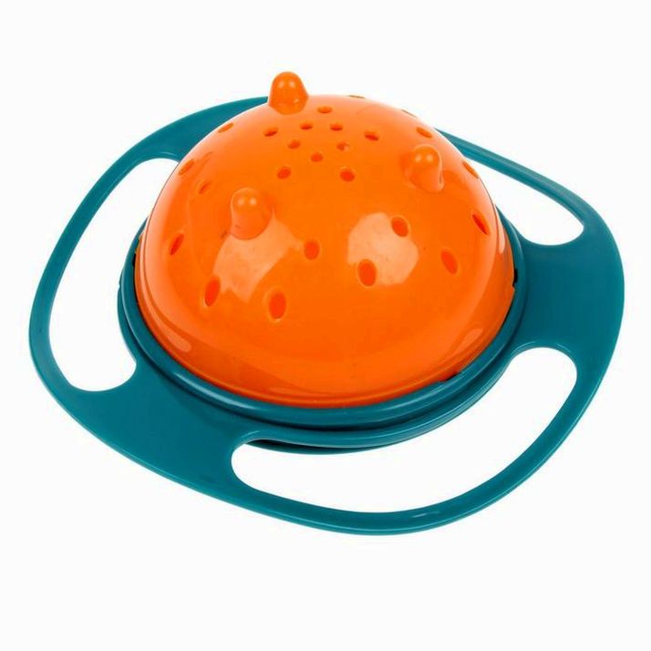 Картинка Миска «Тарелка-неваляшка», цвет зелёный/оранжевый с крышкой, 180 мл, 17,5х17,5х7 (№1886870) от магазина Мир детей Товары для Новорожденных