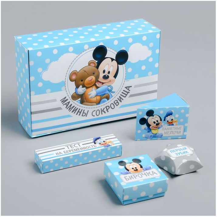 Картинка Набор коробочек для хранения "Мамины сокровища", Микки Маус (№1448682) от магазина Мир детей Товары для Новорожденных
