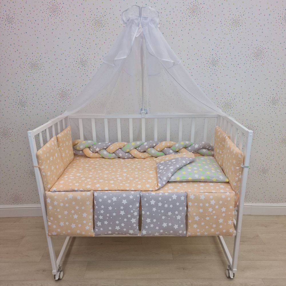 КПБ 15 пр (балдахин + борт + пододеяльник + одеяло + наволочка + подушка + простынь (бязь) коса артикул анонс 1155-0-1_06