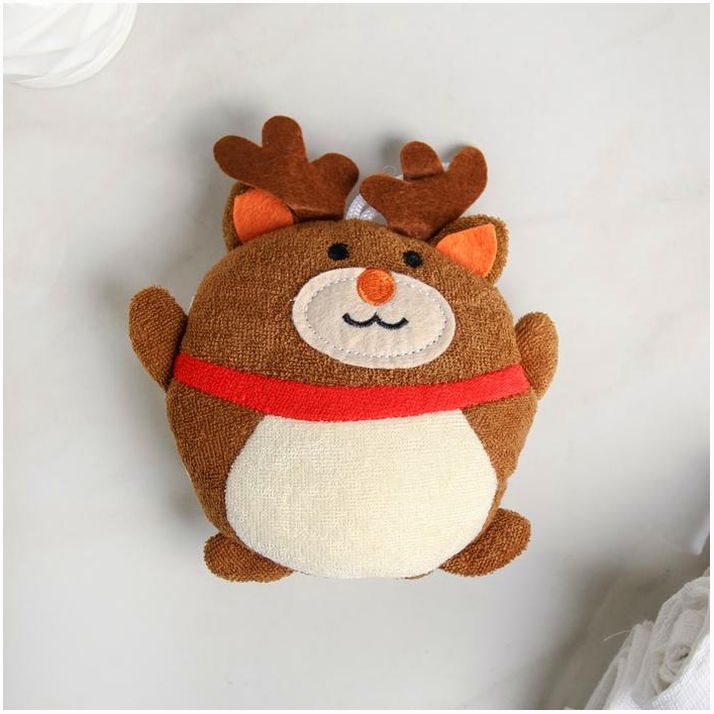 Мочалка детская для тела «Оленёнок», цвет коричневый артикул анонс 4442510