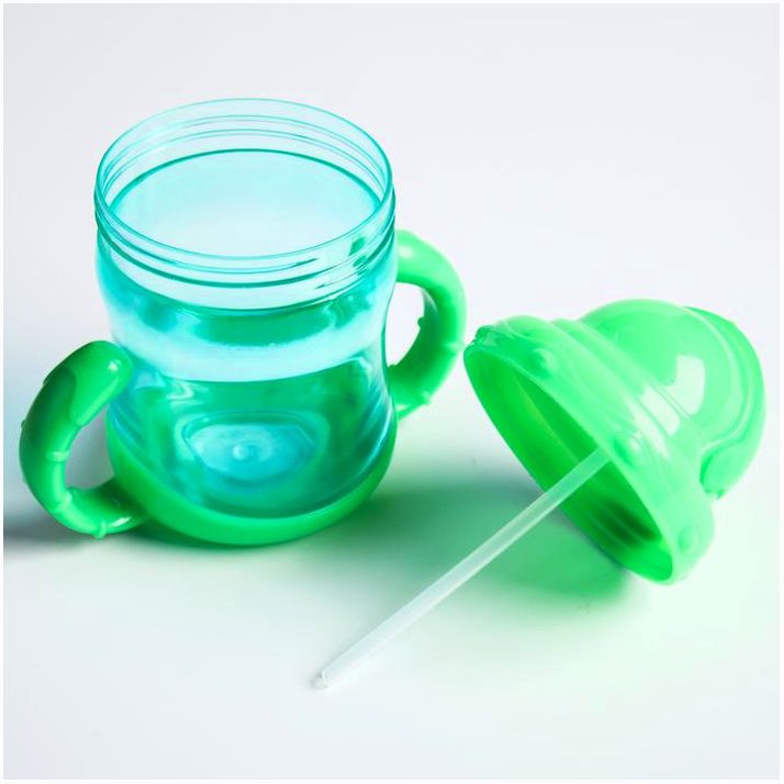 Картинка Поильник с силиконовой трубочкой, 200 мл., с ручками, цвет МИКС (№4611378) от магазина Мир детей Товары для Новорожденных
