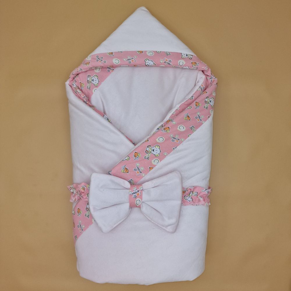 Комплект на выписку 2 пр: одеяло с капюшоном+бант (плюш/кулирка) артикул анонс 1896вк-1-2_м_02