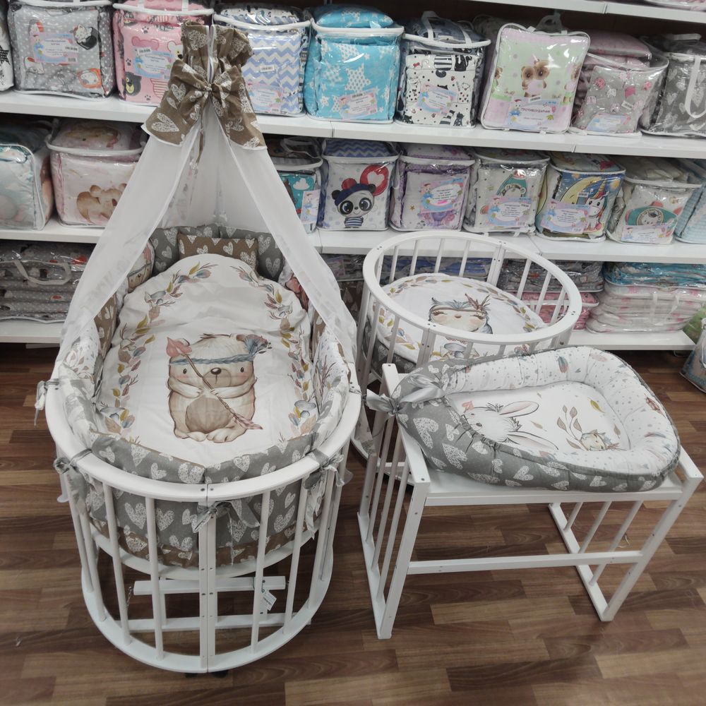 КПБ 21 пр (балдахин + борт + пододеяльник + 2 одеяла + навол + подуш + 2 прост + гнездо (бязь) 12кв артикул анонс 1151-О-1_19