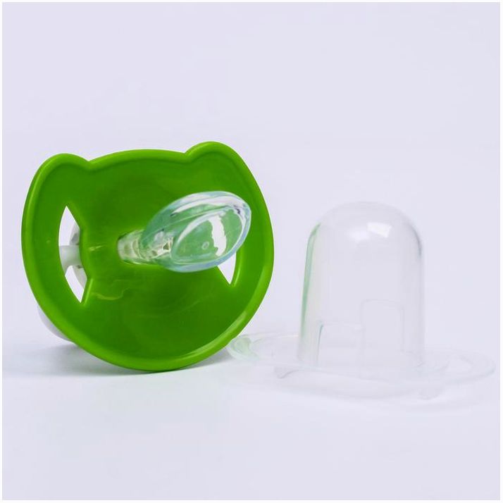 Картинка Соска - пустышка ортодонтическая, силикон, +6 мес., с колпачком «Лягушка», цвет зелёный (№4770930) от магазина Мир детей Товары для Новорожденных