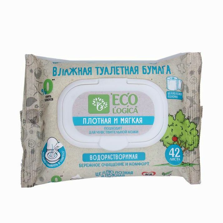 Влажная туалетная бумага Ecologica, 42 шт. артикул анонс 7992200