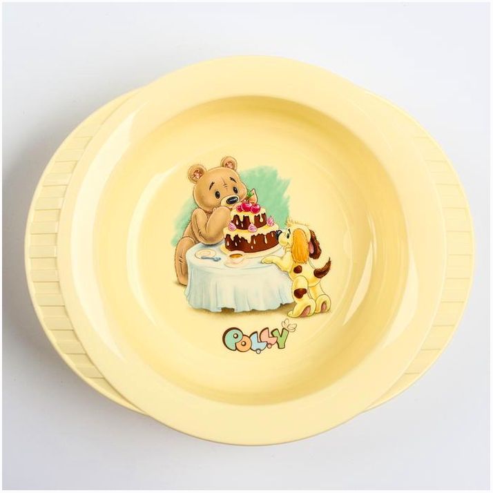 Тарелка детская глубокая на присоске Polly, рисунок МИКС, 350 мл, 19,5х16х5х5 артикул анонс 2922086