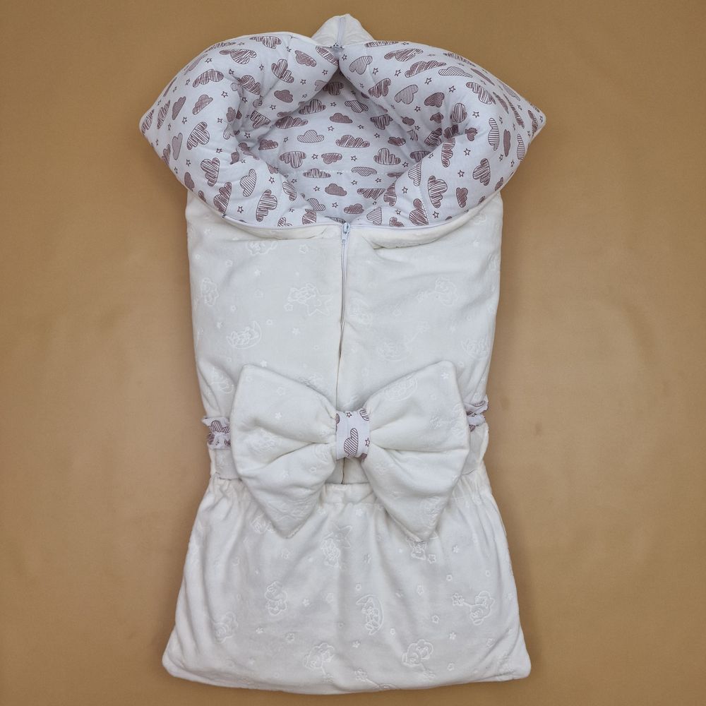 Конверт - одеяло трансформер с карманом+бант-подушка ассорти (плюш/футер) артикул анонс 7498-0-1_05