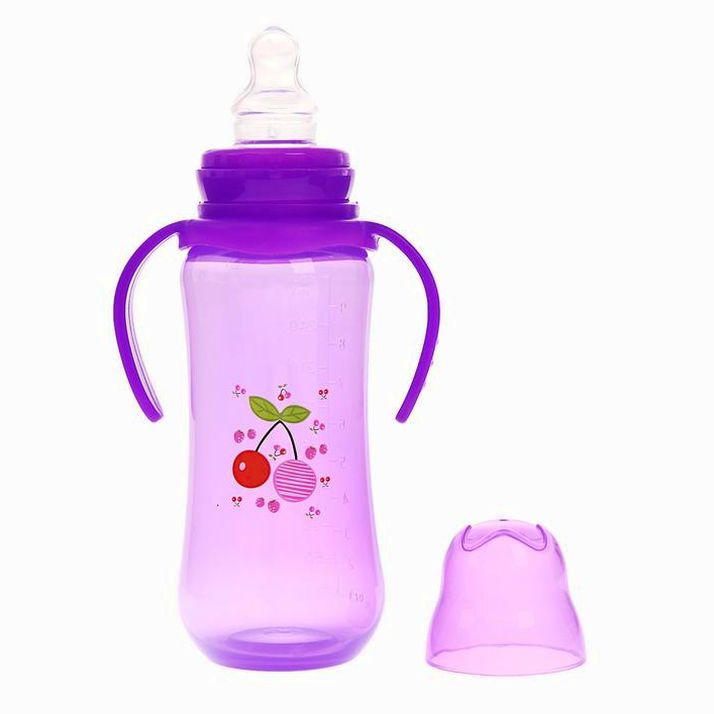 № 2825259 Бутылочка для кормления цветная с ручками, 280 мл, от 0 мес., цвет фиолетовый