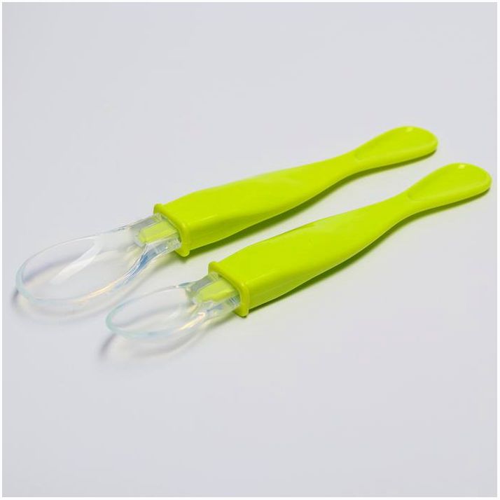 Картинка Набор ложек детских силиконовых для кормления, от 5 мес., 2 шт., цвета МИКС (№1886955) от магазина Мир детей Товары для Новорожденных