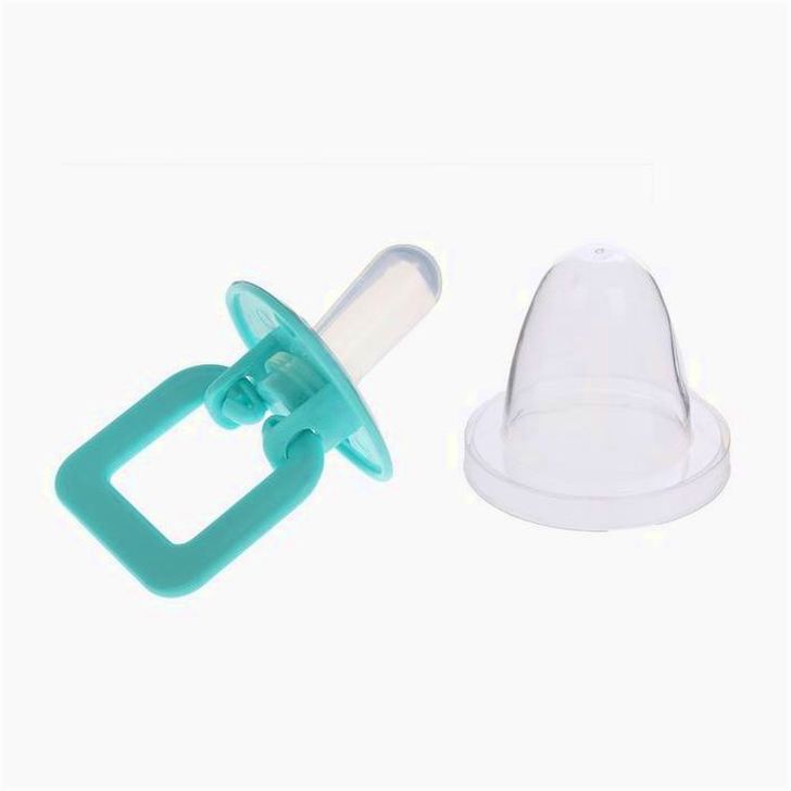 № 2300156 Пустышка силик классическая с держателем и колпачком, от 0 до 6 мес., цвет бирюзовый