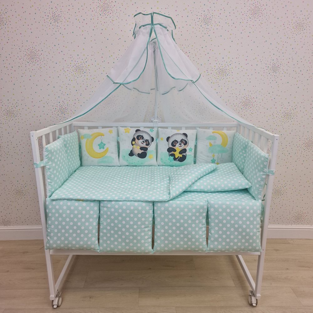 Картинка КПБ 18 пр "купон" (балдахин + борт 4п+8 + одеяло + подушка + постельное белье (бязь/перкаль) 12кв (№К207_4а8) цвета в ассортименте от магазина Мир детей Товары для Новорожденных