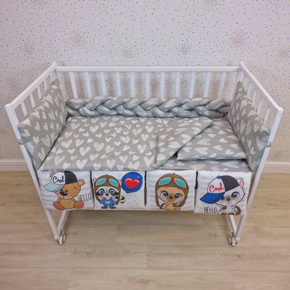 КПБ 14 пр (борт + пододеяльник + одеяло + наволочка + подушка + простынь (бязь) коса артикул анонс 1162-0-1Кбб