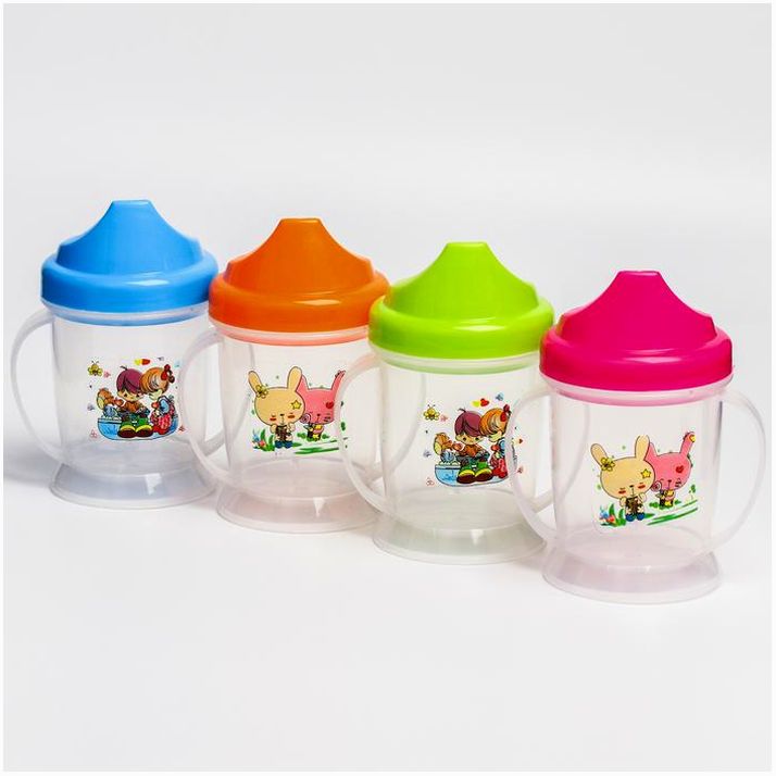 Поильник с ручками, твёрдый носик, 150 мл, цвет МИКС артикул анонс 3791275