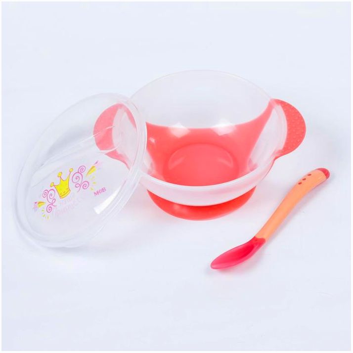 Картинка Набор «Наша принцесса», 3 предмета: миска 350 мл на присоске, крышка, ложка, цвет розовый (№2586510) от магазина Мир детей Товары для Новорожденных