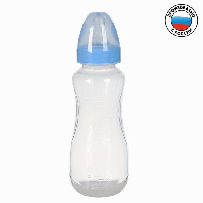 Бутылочка для кормления, классическое горло, приталенная, 250 мл., от 3 мес., цвет синий артикул анонс 2969732