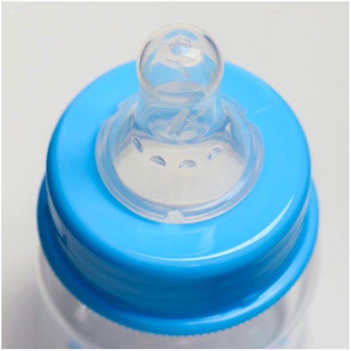 Картинка Бутылочка «Джентльмен», классическое горло, с погремушкой, 60 мл., от 0 мес., цвет голубой (№2506809) от магазина Мир детей Товары для Новорожденных