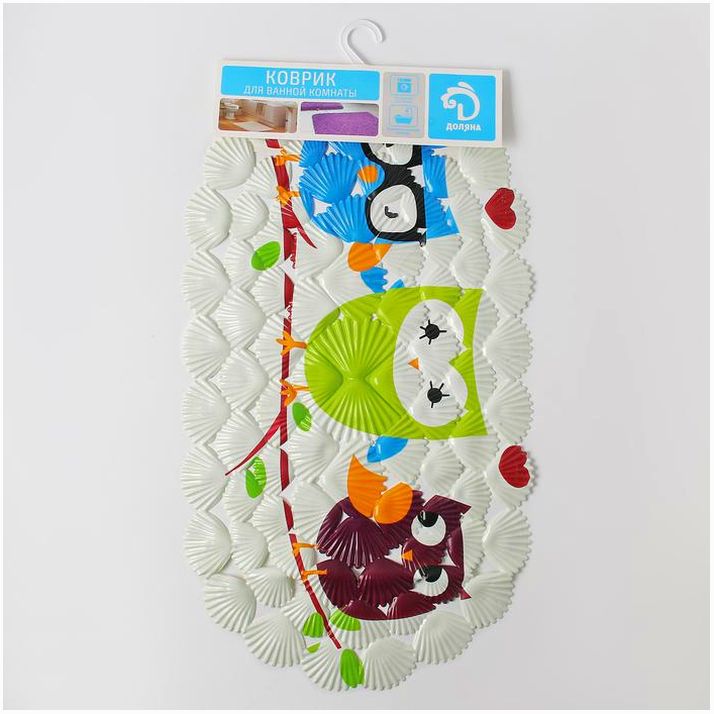 Картинка Коврик противоскользящий СПА в ванну на присосках Доляна «Совы», 37?67 см (№890942) от магазина Мир детей Товары для Новорожденных