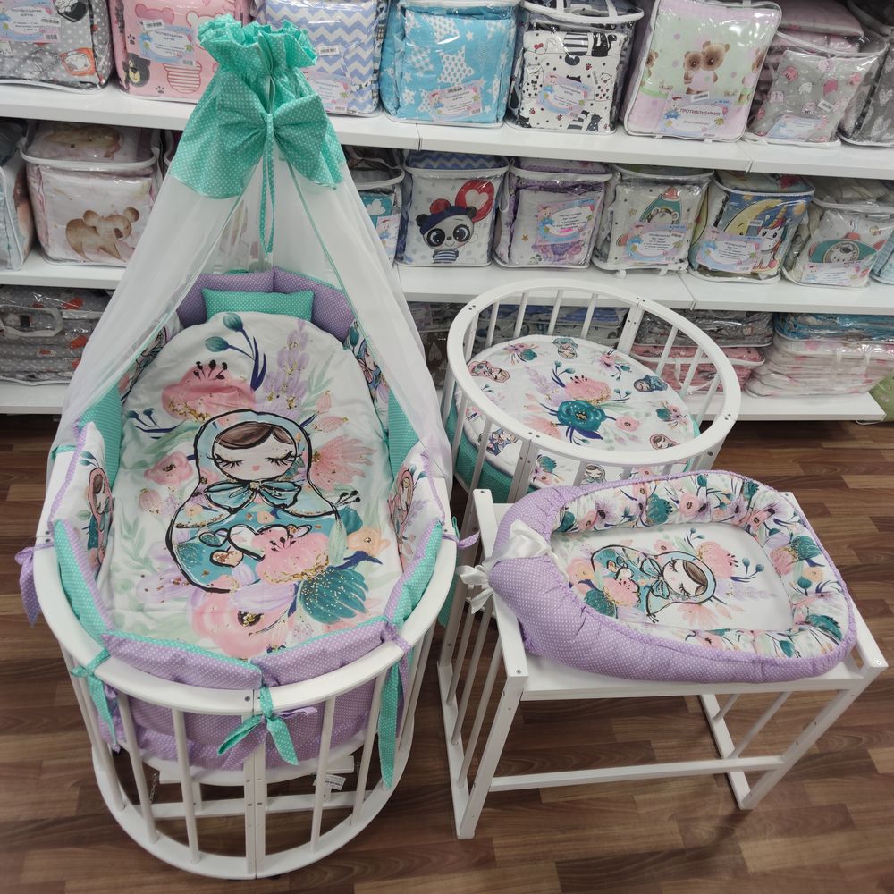 КПБ 21 пр (балдахин + борт + пододеяльник + 2 одеяла + навол + подуш + 2 прост + гнездо (бязь) 12кв артикул анонс 1151-О-1_09