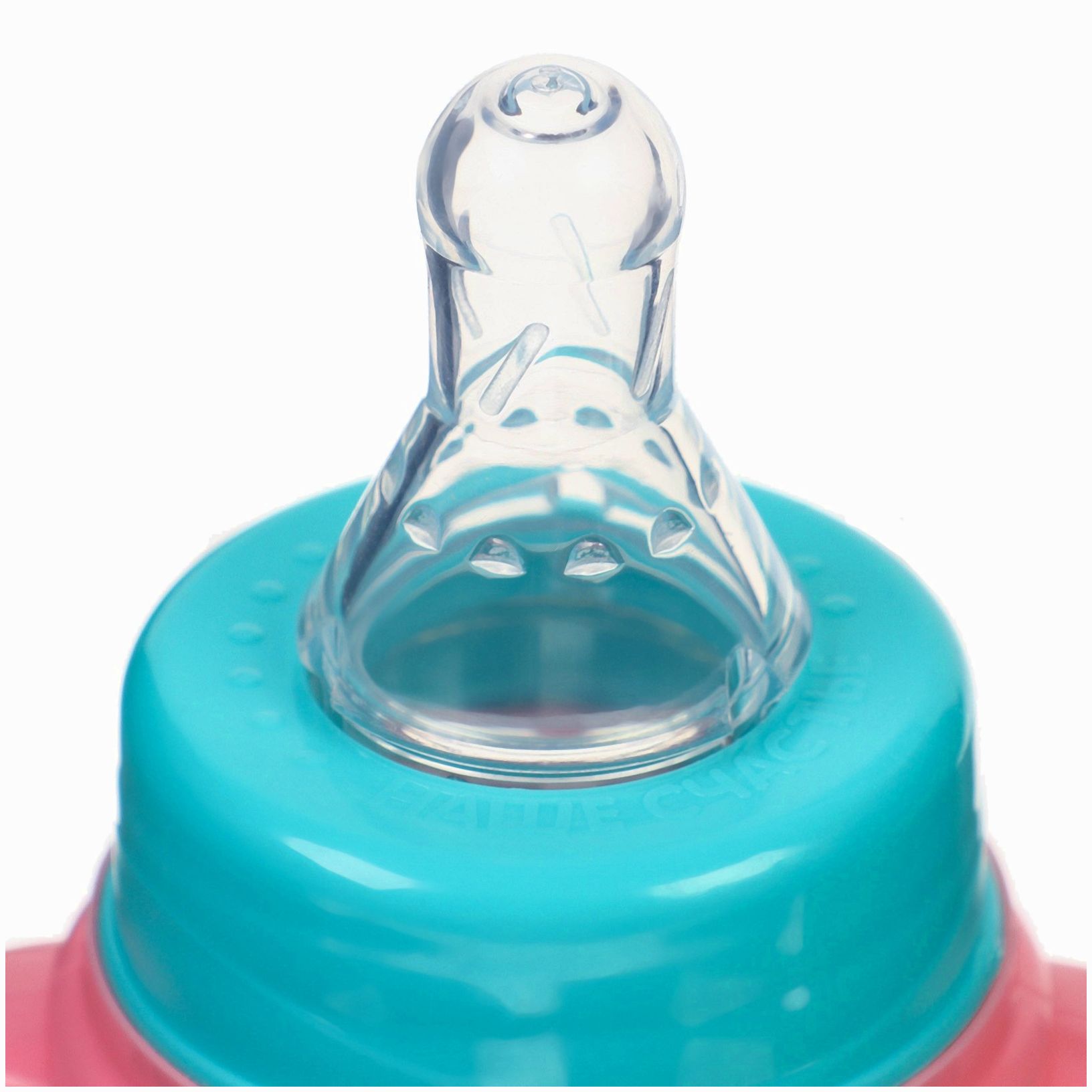 Картинка Бутылочка, клас горло, 150 мл, от 0 мес, цилиндр, с ручками, цвет бирюзовый/розовый (№9915796) от магазина Мир детей Товары для Новорожденных