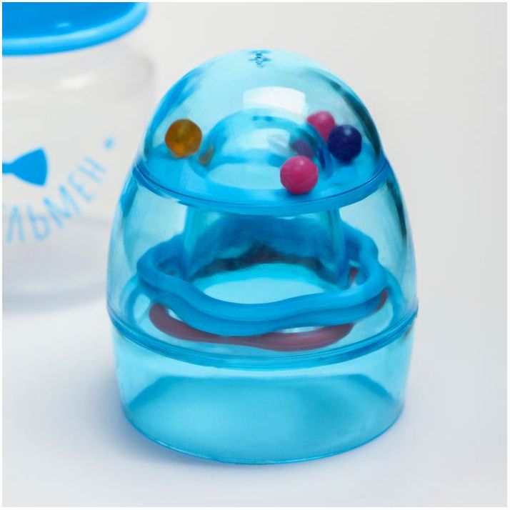 Картинка Бутылочка «Джентльмен», классическое горло, с погремушкой, 60 мл., от 0 мес., цвет голубой (№2506809) от магазина Мир детей Товары для Новорожденных