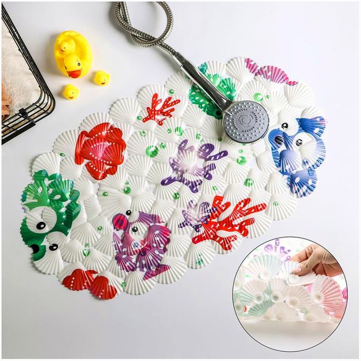 Коврик противоскользящий СПА в ванну на присосках Доляна «Рыбка-шар», 39?69 см артикул анонс 1152769