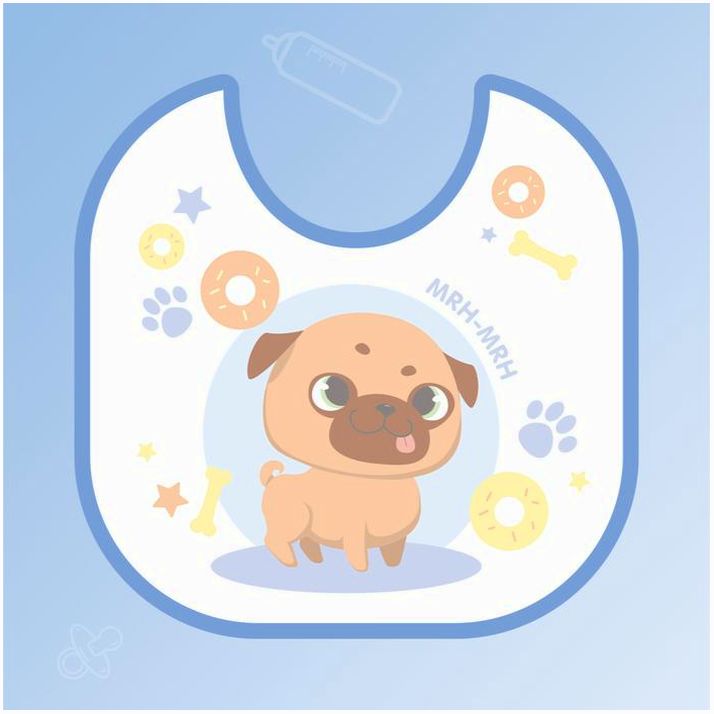 № 5035217 Нагрудник для кормления «ТРЕНД. Мопс» непромокаемый на завязках