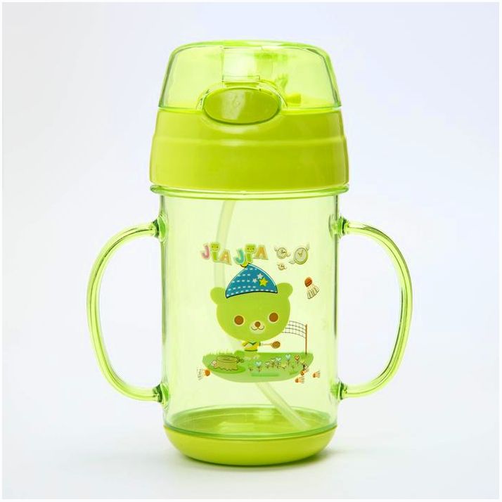 Картинка Поильник с трубочкой, 300 мл., с ручками, цвета МИКС (№2793128) от магазина Мир детей Товары для Новорожденных