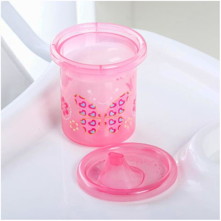 Картинка Поильник детский «Бабочка», с твёрдым носиком 200 мл, цвет розовый (№3721469) от магазина Мир детей Товары для Новорожденных