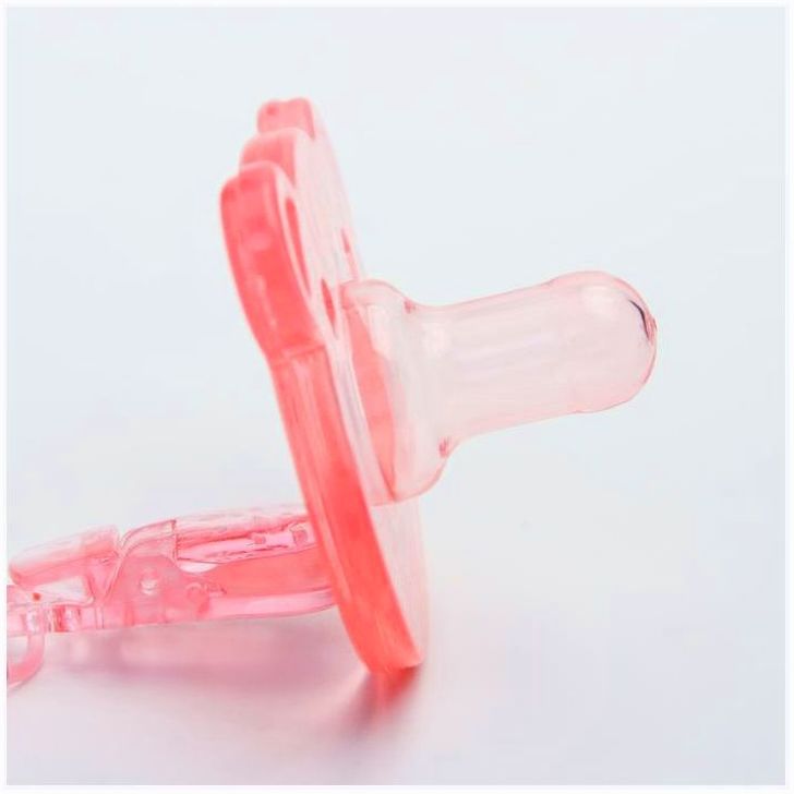 Картинка Пустышка цельносиликоновая, с держателем, в контейнере, от 0 мес., цвет розовый (№4350295) от магазина Мир детей Товары для Новорожденных