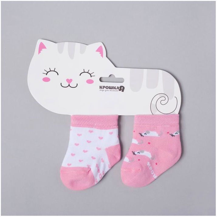 Набор носков Крошка Я «Котёнок», 2 пары, 6-8 см артикул анонс 4361354