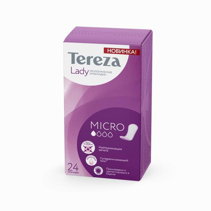 Прокладки урологические TerezaLady Micro, 24 шт в упаковке артикул анонс 3855339